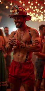 Miami male stripper in fireman outfit