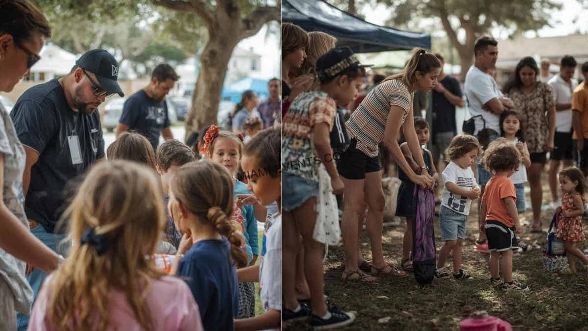 Parents watching children engaged in entertainment at a kids event in South Florida